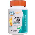Doctor's Best Omega + DHA Gummies with Vitamin C, Chewable, Brain & Cardiovascular Support, Vision & Immune Health, Gluten-Free, Vegan, Gelatin Free, Natural Flavor & Color, 90 Count