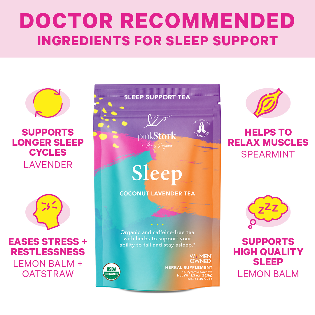 Pink Stork Sleep Tea Coconut Lavender, Oat Straw Sleep Tea, 100