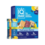 IQBAR Brain and Body Plant Protein Bars - Fruit Lovers Variety - 12-Count Low Carb - Gluten Free, High Fiber, Vegan Snacks - Low Sugar Meal Replacement