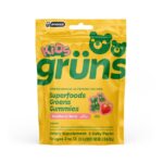 Gruns Kids Vitamin Super Greens Gummies, Made with 60 Organic Ingredients, 21+ Vitamins & Minerals, Prebiotics, Adaptogens, Spirulina & Chlorella, Ages 2+, 3 Servings