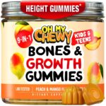 Growth Increase Vitamin Gummies - Growing Up and Bones Support for Kids & Teens Supplement with Calcium, Zinc, Vitamin D3, K2, Spirulina, Astragalus & L-Ornithine – Peach & Mango 60 CT
