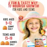 Growth Increase Vitamin Gummies - Growing Up and Bones Support for Kids & Teens Supplement with Calcium, Zinc, Vitamin D3, K2, Spirulina, Astragalus & L-Ornithine – Peach & Mango 60 CT - Image 2